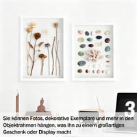 Ramă foto 3D cu adâncime OUTALIZ 40x50 cm, vitrină din lemn cu adâncime de 3 cm și panou frontal din acril transparent, pentru fotografii, monede și flori presate, alb 3