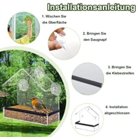 Hrănitoare pentru păsări OUTALIZ cu montare pe fereastră, căsuță transparentă din acril, cu 3 ventuze și tavă de hrănire, 15x15x6 cm, pentru pițigoi, vrăbii și păsări sălbatice 6