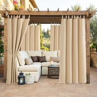Kültéri Vízálló Erkélyparaván Tépőzárral, Napvédő Árnyékoló Függöny Teraszra, Verandára, Pergolára, 132 x 215 cm, Bézs 1