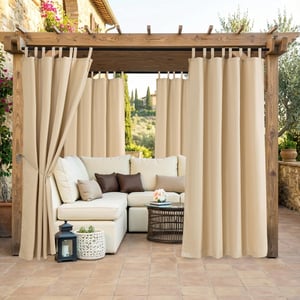 Perdea de exterior impermeabilă pentru balcon cu arici, draperie de umbrire pentru terasă, verandă, pergolă, 132 x 215 cm, bej