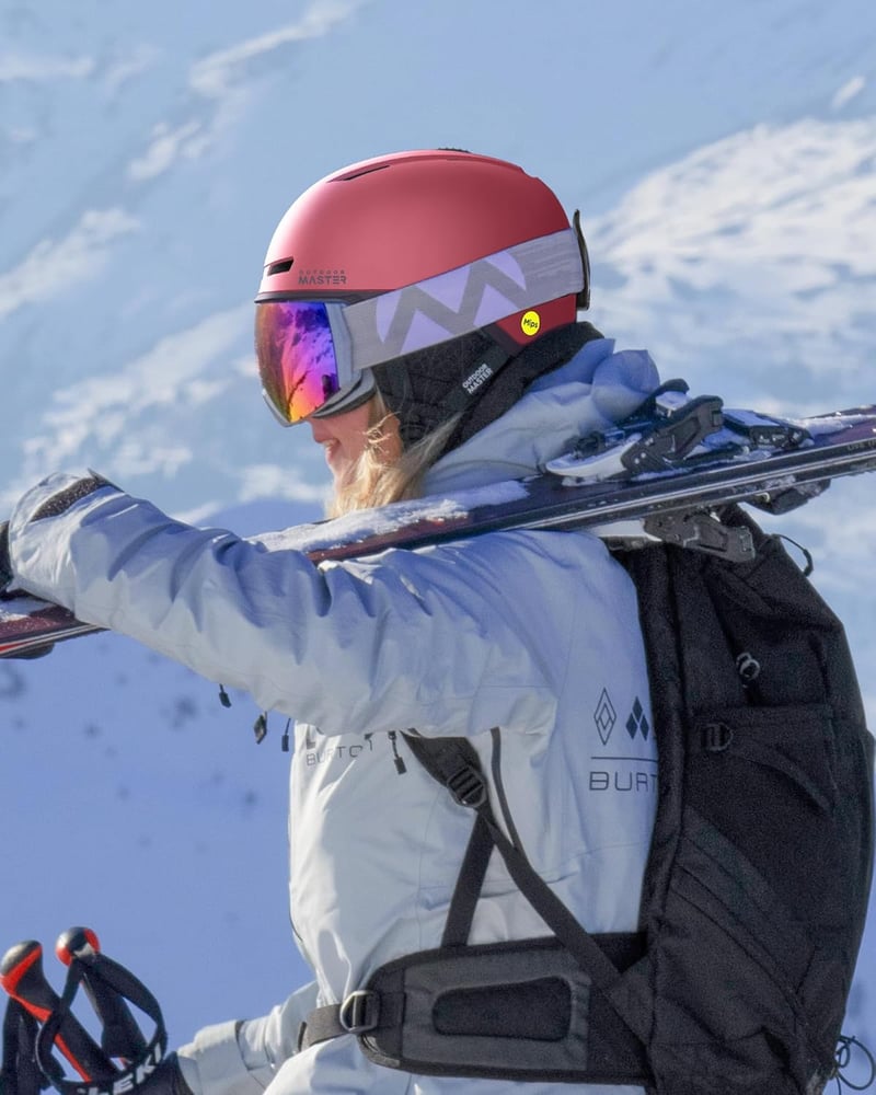 OutdoorMaster MIPS Sísisak, S-es méret, Snowboard Bukósisak Férfi Női Fiatal Szellőztetett