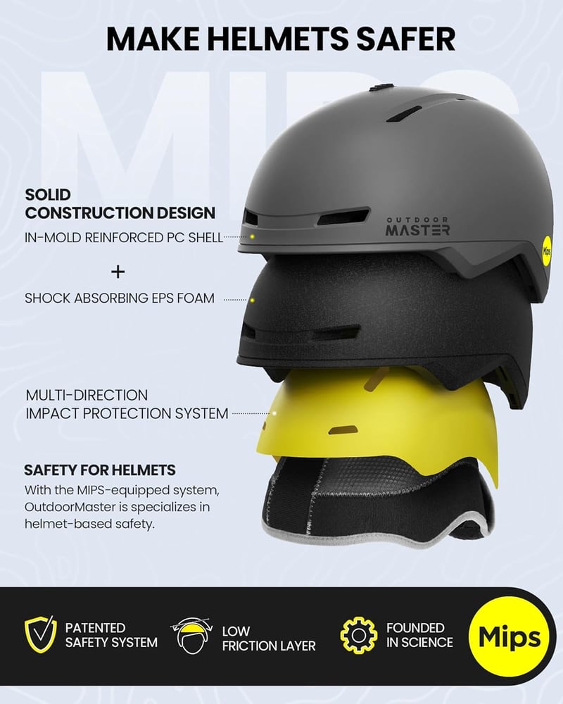 OutdoorMaster MIPS Sísisak, S-es méret Snowboard Bukósisak Szellőzéssel Férfiaknak Nőknek