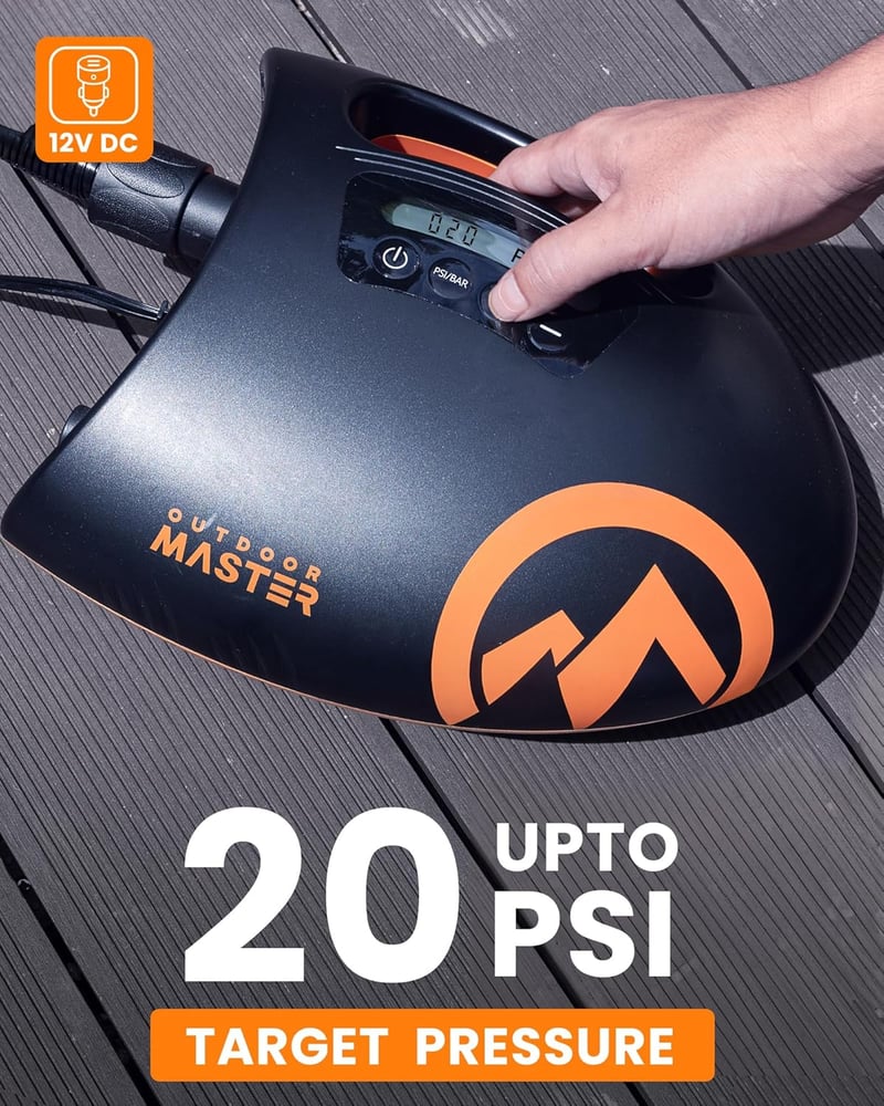 OutdoorMaster Shark elektromos SUP pumpa 20 PSI, 12V, aktív hűtéssel