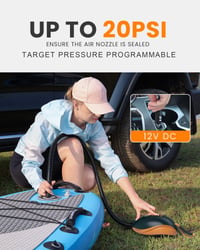 OutdoorMaster The Dolphin elektrická pumpa na SUP, 20 PSI vysoký tlak, 12V DC autokonektor, automatické vypnutie, pre nafukovacie paddleboardy a člny 2