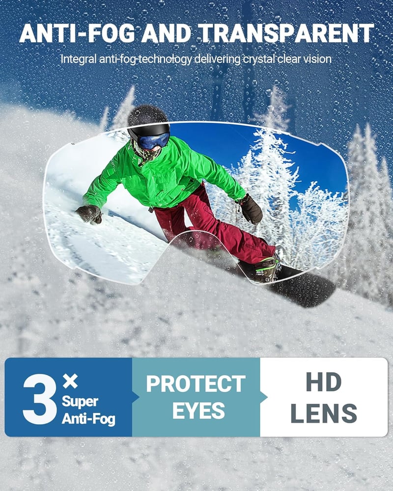 OutdoorMaster Unisex Síszemüveg UV Védelemmel, Szemüveges Síelőknek, Páramentesítő Hógoggles