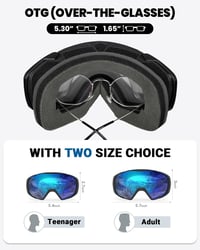 OutdoorMaster Unisex Síszemüveg UV Védelemmel, Szemüveges Síelőknek, Páramentesítő Hógoggles 2