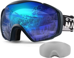 Unisex lyžiarske okuliare OutdoorMaster s puzdrom, 100% UV ochranou a úpravou proti zahmlievaniu