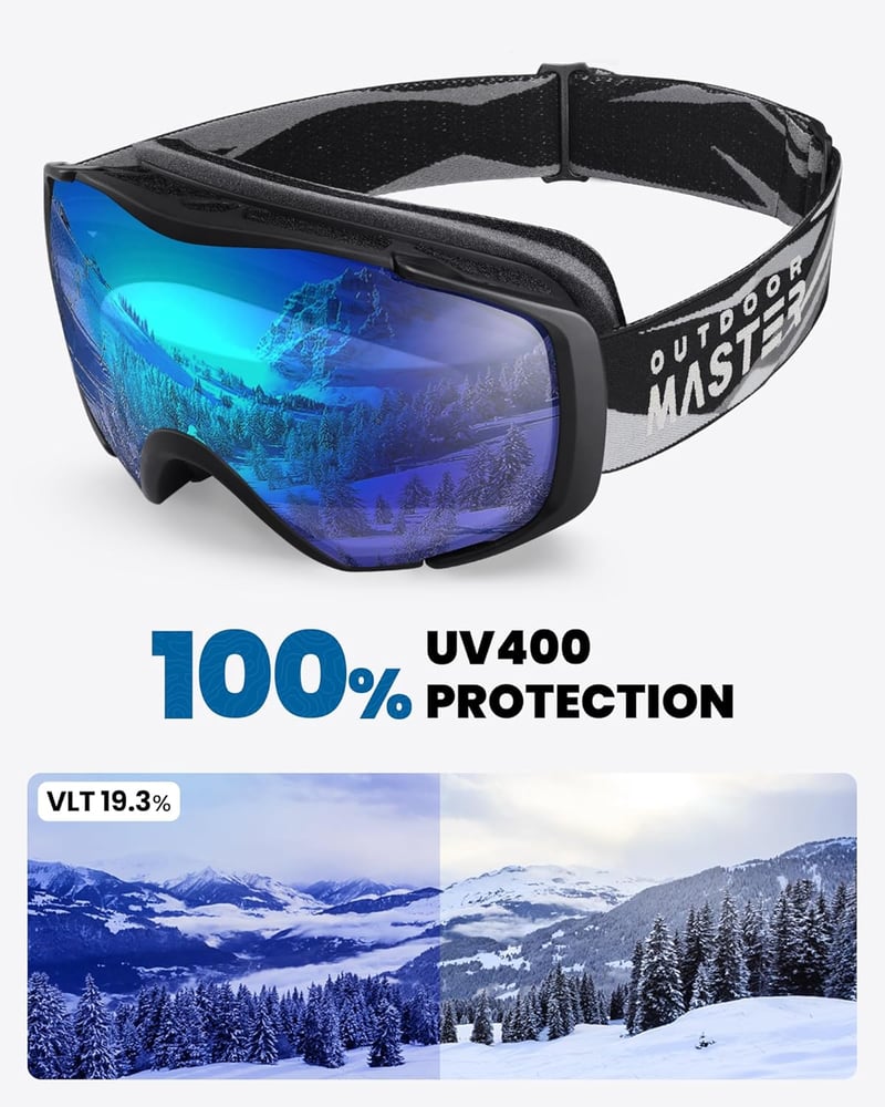OutdoorMaster Unisex Síszemüveg UV Védelemmel, Szemüveges Síelőknek, Páramentesítő Hógoggles