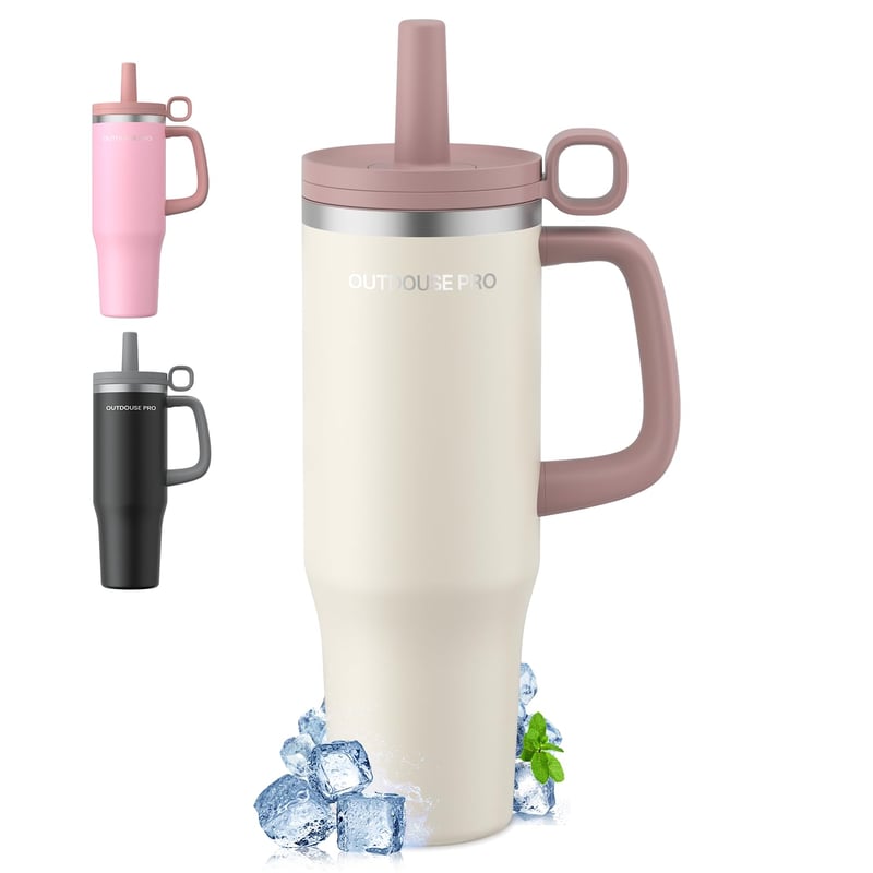OUTDOUSE PRO termos šalica od nehrđajućeg čelika sa slamkom, 1200 ml - bež