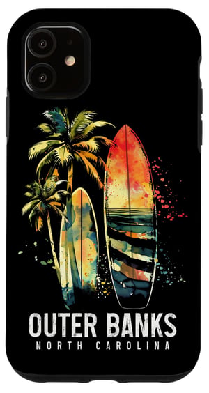 Husă de telefon vintage cu tematică de surf Outer Banks North Carolina pentru iPhone 11