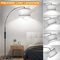 Lampadar LED dimabil pentru interior OUTON cu telecomandă și întrerupător de picior, abajur gri de 40 cm, negru, 4 temperaturi de culoare, temporizator și memorie 4