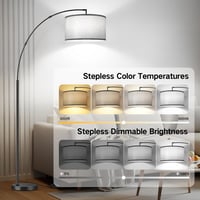 Lampadar LED dimabil pentru interior OUTON cu telecomandă și întrerupător de picior, abajur gri de 40 cm, negru, 4 temperaturi de culoare, temporizator și memorie 3