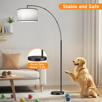 Lampadar LED dimabil pentru interior OUTON cu telecomandă și întrerupător de picior, abajur gri de 40 cm, negru, 4 temperaturi de culoare, temporizator și memorie 6