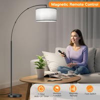 Lampadar LED dimabil pentru interior OUTON cu telecomandă și întrerupător de picior, abajur gri de 40 cm, negru, 4 temperaturi de culoare, temporizator și memorie 5