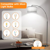 Lampadar LED dimabil pentru interior OUTON cu telecomandă și întrerupător de picior, abajur gri de 40 cm, negru, 4 temperaturi de culoare, temporizator și memorie 7