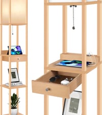 OUTON LED Álló Lámpa Polccal és Fiókkal, 3 Színhőmérséklet, USB Portokkal 1