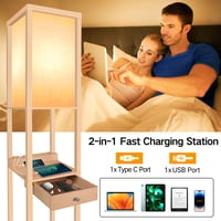 OUTON LED Álló Lámpa Polccal és Fiókkal, 3 Színhőmérséklet, USB Portokkal 2