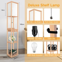 OUTON LED Álló Lámpa Polccal és Fiókkal, 3 Színhőmérséklet, USB Portokkal 6