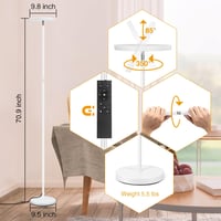OUTON LED állólámpa 30 W 3000 lm fényerőszabályzó Uplighter 4 színhőmérséklet távirányítóval érintővezérléssel 1H időzítő fehér 6