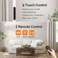 OUTON LED Állólámpa Olvasólámpával - 2400 Lumen, 4 Színhőmérséklet, Távirányítós, Érintésvezérelt, 178 cm Magas, Időzítővel, Nappali Szobába 2