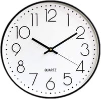Outpicker Hangtalan Falióra 30 cm - Modern Kvarc Óra Folyamatos Másodpercmutatóval, Nappali, Gyerekszoba, Konyha, Kültéri Használatra (Feket 1