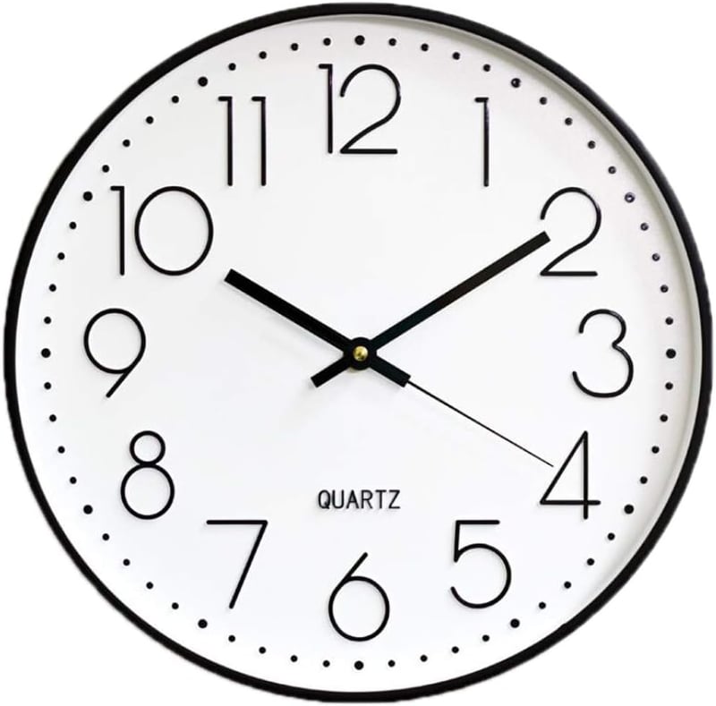 Outpicker Hangtalan Falióra 30 cm - Modern Kvarc Óra Folyamatos Másodpercmutatóval, Nappali, Gyerekszoba, Konyha, Kültéri Használatra (Feket