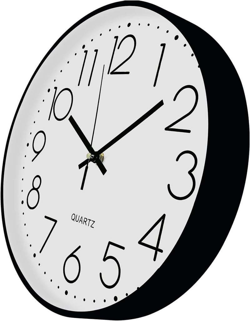Outpicker Hangtalan Falióra 30 cm - Modern Kvarc Óra Folyamatos Másodpercmutatóval, Nappali, Gyerekszoba, Konyha, Kültéri Használatra (Feket
