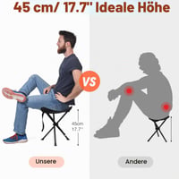 Outplea prenosná trojuholníková skladacia kempingová stolička 45 cm, ľahká turistická, rybárska a poľovnícka stolička, čierna 3