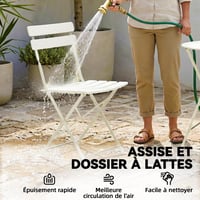Outsunny 3-dijelni vrtni bistro set sa sklopivim stolicama, metalni stol boje vrhnja i 2 stolice, otporan na hrđu, za balkon i terasu 6