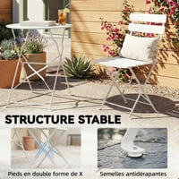 Outsunny 3-dijelni vrtni bistro set sa sklopivim stolicama, metalni stol boje vrhnja i 2 stolice, otporan na hrđu, za balkon i terasu 8