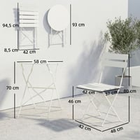 Outsunny 3-dijelni vrtni bistro set sa sklopivim stolicama, metalni stol boje vrhnja i 2 stolice, otporan na hrđu, za balkon i terasu 7