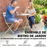 Outsunny 3-dijelni vrtni bistro set sa sklopivim stolicama, metalni stol boje vrhnja i 2 stolice, otporan na hrđu, za balkon i terasu 4