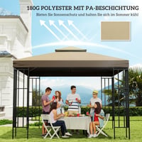 Zamjenski krov za vrtni paviljon Outsunny 3x3 m, bež boja, pokrov za sjenicu 6