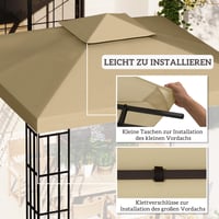 Zamjenski krov za vrtni paviljon Outsunny 3x3 m, bež boja, pokrov za sjenicu 4
