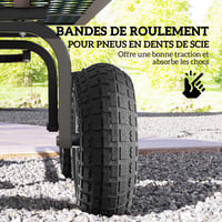 Set 4 roți de rezervă Outsunny 255 mm, anvelope din cauciuc cu ax de 16 mm, pentru cărucior de grădină, roabă și cărucior de transport 3