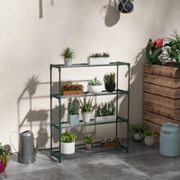 Outsunny stalak za cvijeće na 4 razine, čelični, 89x28x107 cm, zelena vrtna polica za biljke 2