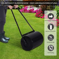 Záhradný valec Outsunny s U-rukoväťou, 40 cm priemer, objem 60 l na vodu/piesok, kovový, čierny, 57x40x123 cm 5