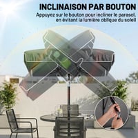Umbrelă de soare pentru grădină Outsunny, formă dreptunghiulară, înclinabilă, 2 x 1,3 m, aluminiu și poliester, gri 5