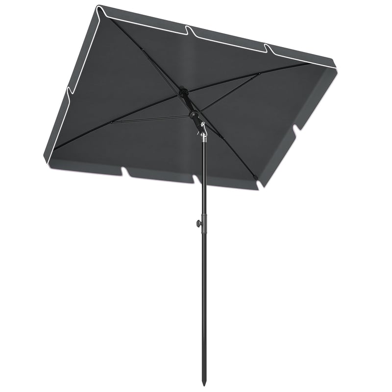Umbrelă de soare pentru grădină Outsunny, formă dreptunghiulară, înclinabilă, 2 x 1,3 m, aluminiu și poliester, gri