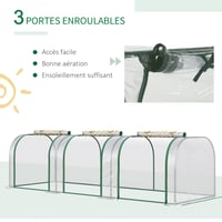 Outsunny mini tunelový skleník na pestovanie paradajok 3 x 1 x 0,8 m, oceľová konštrukcia, UV odolná fóliovníková plachta, 3 dvere na zips, záhradný skleník 5