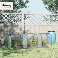 Outsunny mini tunelový skleník na pestovanie paradajok 3 x 1 x 0,8 m, oceľová konštrukcia, UV odolná fóliovníková plachta, 3 dvere na zips, záhradný skleník 2