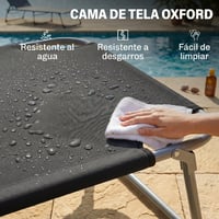 Skladacie záhradné ležadlo Outsunny s tienidlom a nastaviteľným operadlom, čierne 6