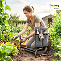 Scaun și genunchieră pliabilă pentru grădină Outsunny, 58x28x49 cm, gri, pentru grădinărit 2
