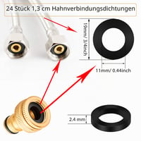 Set de 72 de garnituri de etanșare și inele O Outus, conținând 24 bucăți de 1/2 inch, 24 bucăți de 3/4 inch și 24 bucăți inele O pentru furtun de duș 3