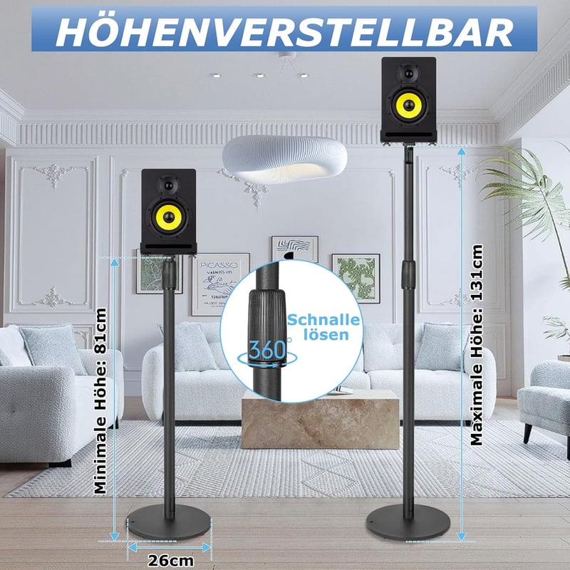 OUUTMEE magasságállítható hangfal állvány 80-130 cm, 2 darab