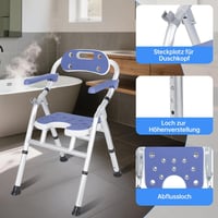 OUUTMEE összecsukható zuhanyszék támlával, 6 magasságállítás, 160 kg 6