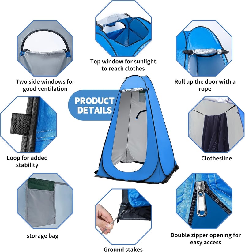 OUUTMEE Pop-Up Sátor Kék 120x120x190cm UV Védelem Strand Kemping Horgászat