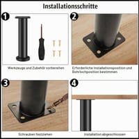 Set de 4 picioare reglabile pentru mobilă Ouxayapl, negre, din metal, pentru canapea, pat, dulap, noptieră, înălțime reglabilă 25-43 cm, cu șuruburi incluse 4