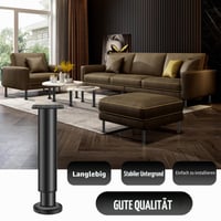 Set de 4 picioare reglabile pentru mobilă Ouxayapl, negre, din metal, pentru canapea, pat, dulap, noptieră, înălțime reglabilă 25-43 cm, cu șuruburi incluse 6