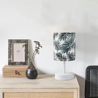 OuXean Modern Asztali Lámpa E14 Hálószobai Éjjeli Lámpa Szövet Árnyékolóval 2